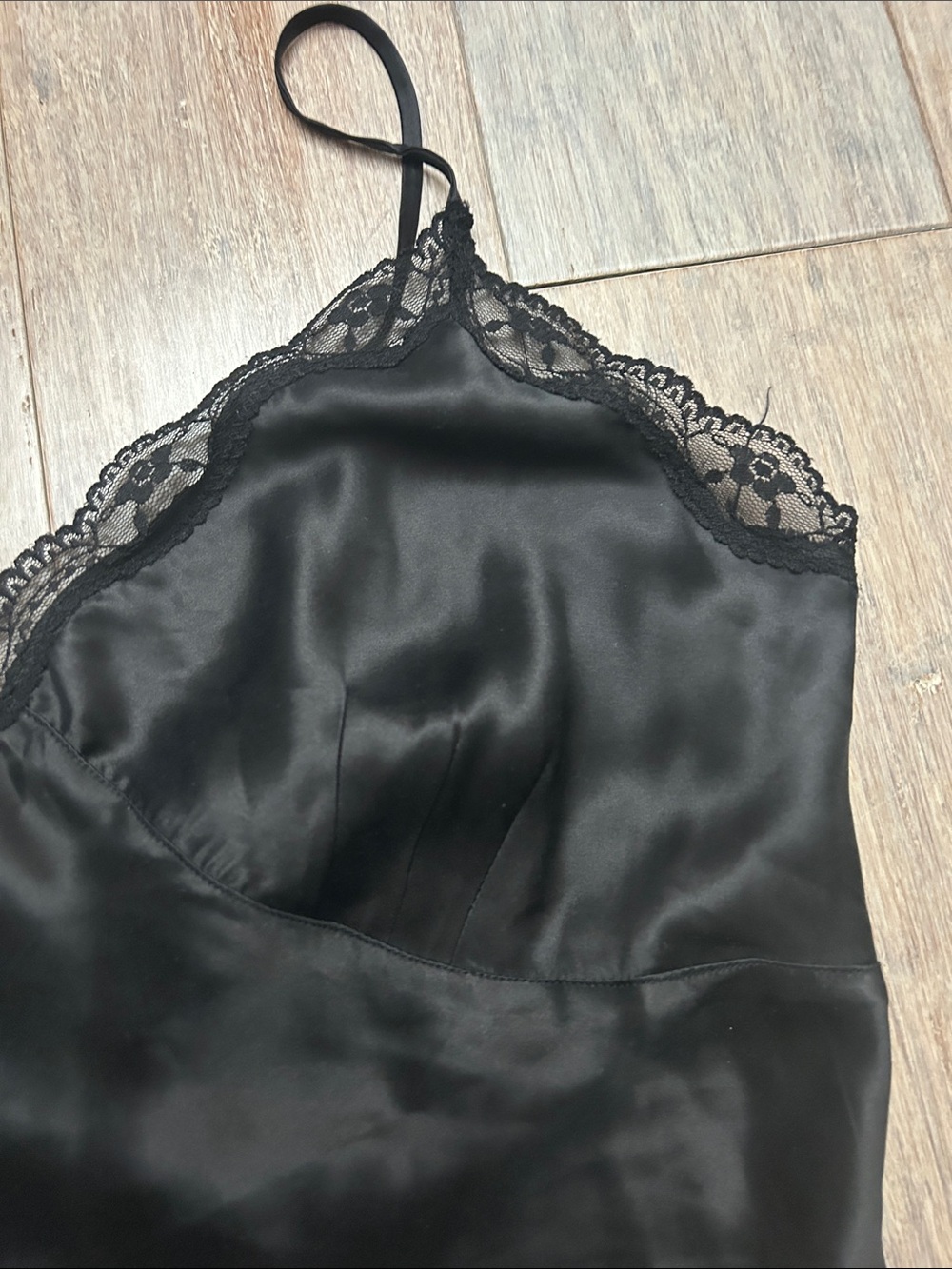 VTG Allison Taylor Black Lace-Trim Silk Camisole Top size XL - Picture 5 of 16